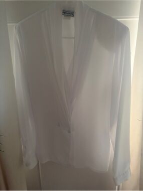 Impressions Of California White Long Sleeve Blouse Size 8